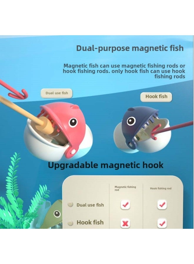 Children's Multifunctional Electric Rotating Magnetic Fishing Plate Toy 2-3 Years Old Baby Two Years Old Early Education Puzzle-Color:Powder [Magnetic Charging 1-4 Years Old] 55 Double Fish +8 Rods + Music Early Education (Adjustable Mute)  - Image 3