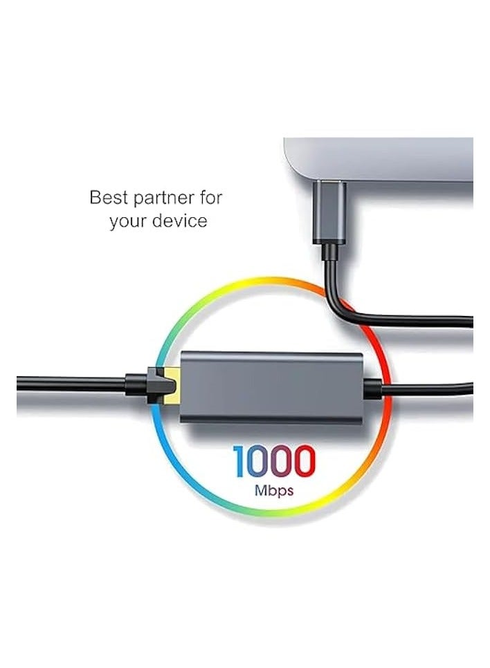 Mowsil USB 3.1 Ethernet Adapter Aluminum USB 3.1 to Network 1000Mbps Gigabit RJ45 LAN Internet Adapter Converter Compatible with MacBook iMac PC Switch Surface Pro Windows Mac OS/IOS Linux, - Image 3