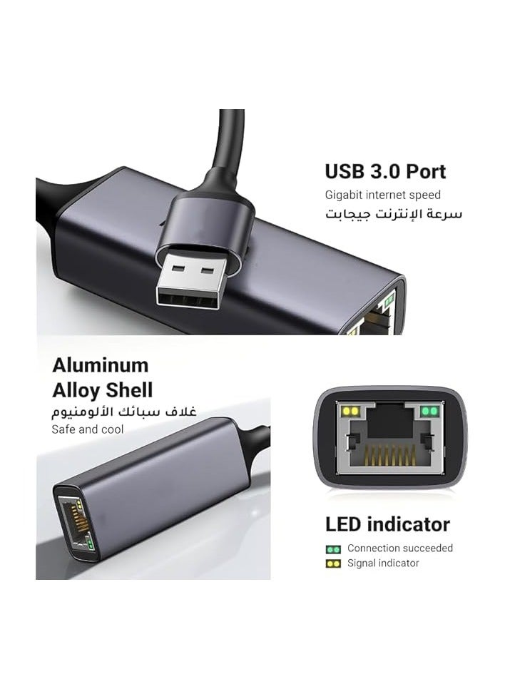 Mowsil USB 3.1 Ethernet Adapter Aluminum USB 3.1 to Network 1000Mbps Gigabit RJ45 LAN Internet Adapter Converter Compatible with MacBook iMac PC Switch Surface Pro Windows Mac OS/IOS Linux, - Image 4