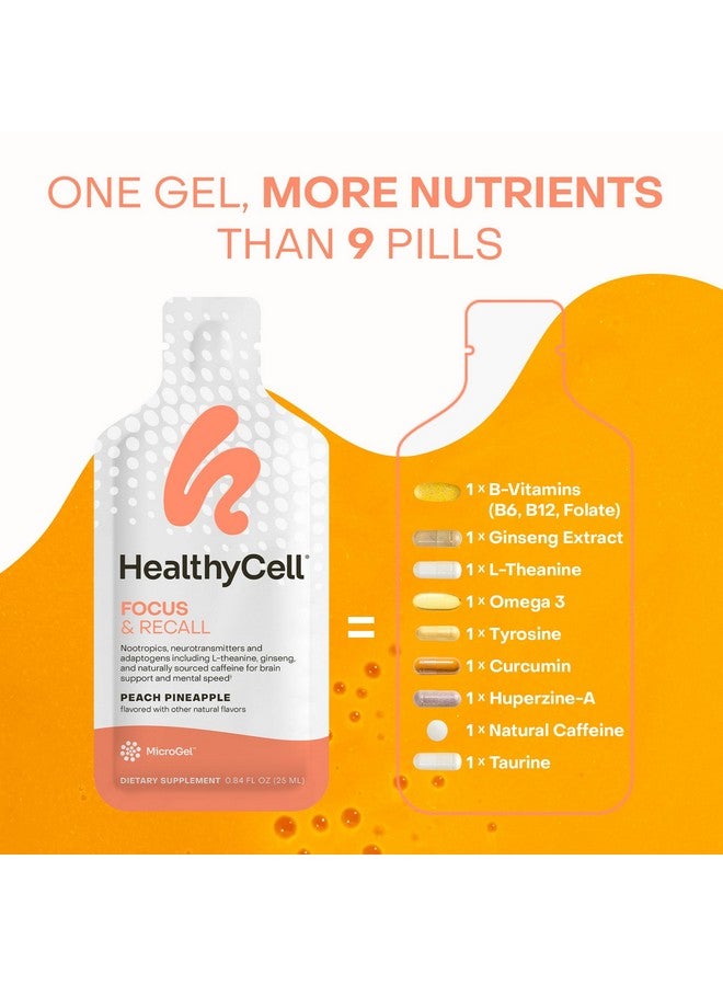 Healthycell Focus & Recall, Daily Liquid Brain Supplement for Focus & Memory - Nootropics Supplement for Concentration & Alertness with L-Theanine, Omega-3 & Taurine - 14 Gel Packs - Image 4
