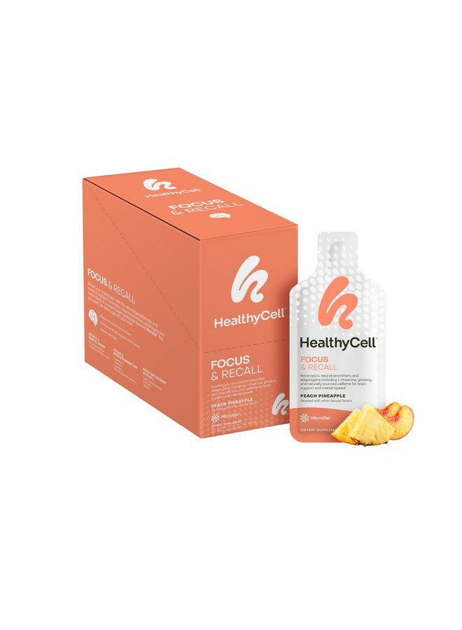 Healthycell Focus & Recall, Daily Liquid Brain Supplement for Focus & Memory - Nootropics Supplement for Concentration & Alertness with L-Theanine, Omega-3 & Taurine - 14 Gel Packs - Image 1