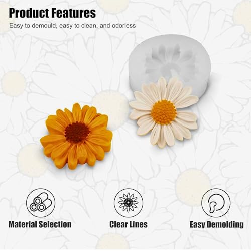 R Wellness Daisy Flower Shape Silicone Mold 3D for Candle Making Flower Mould Soap Resin Art and Craft Chocolate Cake DIY Multicolor - Image 3