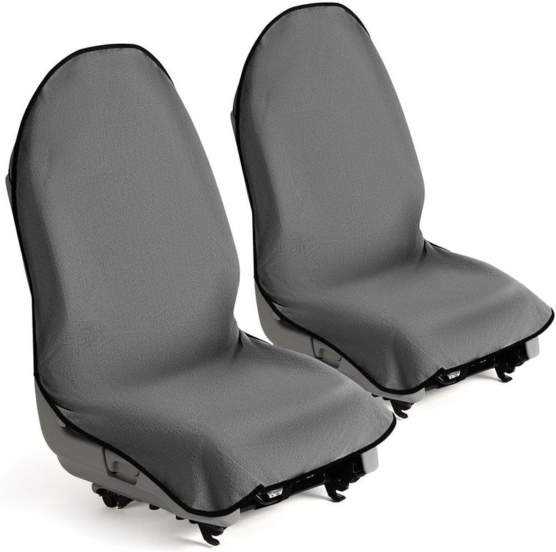 lebogner Waterproof Sweat Towel Car Seat Cover for Post Gym Workout, Running, Swimming, Beach and Hiking, Universal Fit Anti-Slip Bucket Seat Protector for Cars, SUVs and Trucks, Machine Washable -  Grey - Image 1