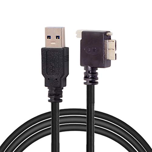 Cablecc 1.2m 90 Degree Right Angled Micro USB Screw Mount to 3.0 Data Cable for Industrial Camera - Image 1