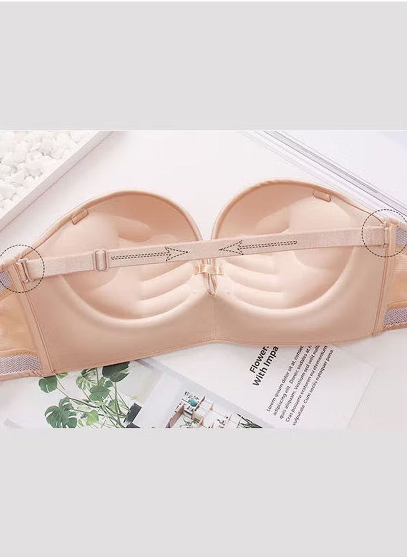 Generic - Ladies Bra Women's Fashion Strapless Bra Beige Jump Prevent Falling and Slipping Anti Slip,Underwear Nightwear Swimming Bra for Women Girl Ladies 80AB - Image 1