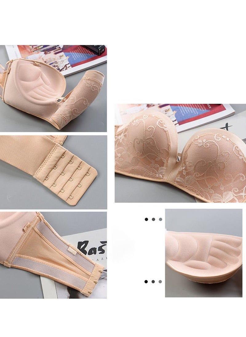 Generic - Ladies Bra Women's Fashion Strapless Bra Beige Jump Prevent Falling and Slipping Anti Slip,Underwear Nightwear Swimming Bra for Women Girl Ladies 80AB - Image 1