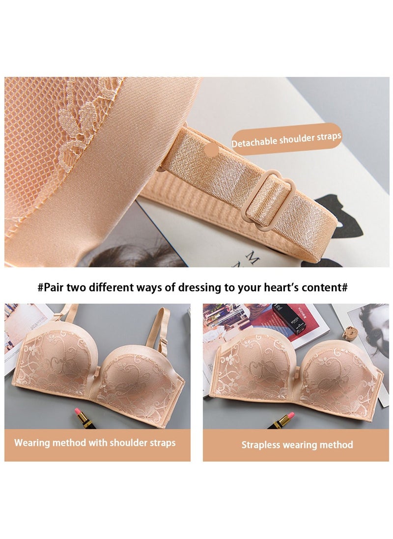 Generic - Ladies Bra Women's Fashion Strapless Bra Beige Jump Prevent Falling and Slipping Anti Slip,Underwear Nightwear Swimming Bra for Women Girl Ladies 80AB - Image 1