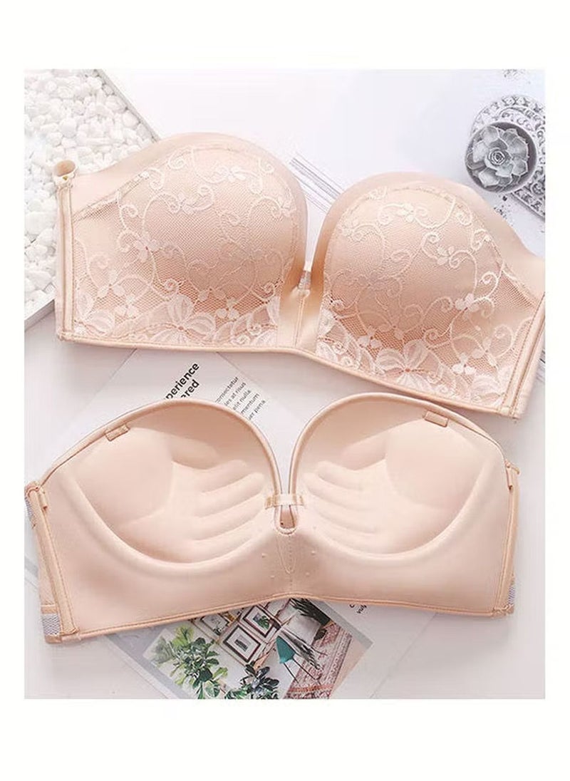 Generic - Ladies Bra Women's Fashion Strapless Bra Beige Jump Prevent Falling and Slipping Anti Slip,Underwear Nightwear Swimming Bra for Women Girl Ladies 80AB - Image 1