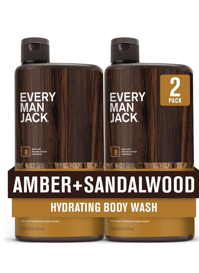 Every Man Jack - Every Man Jack Amber+Sandalwood Hydrating Mens Body Wash for All Skin Types-Cleanse, Nourish, and Hydrate Skin with Naturally Derived Ingredients-Paraben Free, Phthalate Free, Dye Free-24oz(Pack of 2) - Image 1