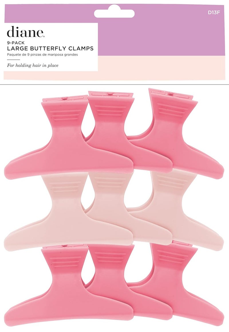 Diane Large Butterfly Clamps for Sectioning Haircutting Blow Drying Butterfly Hair Clips for Women and Girls 325 Light Pink and Dark Pink 9 Pack