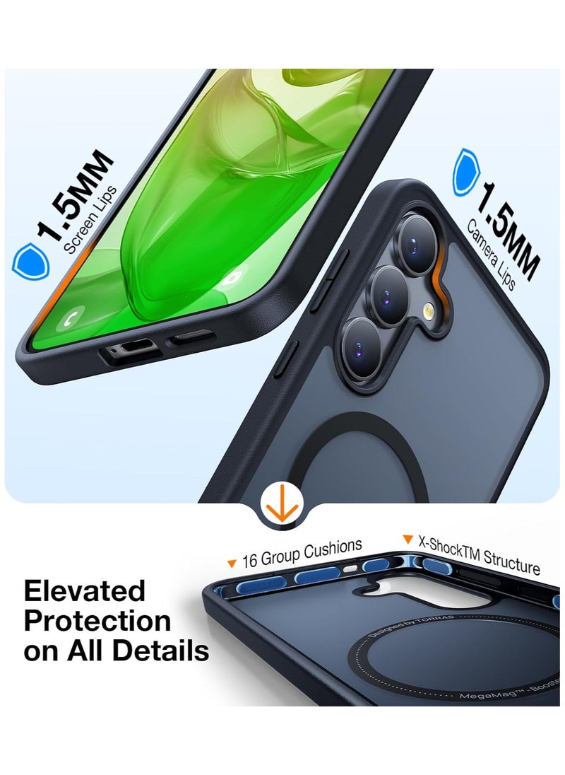 TORRAS - Magnetic Shockproof for Samsung Galaxy S25 Case, [Fit for MagSafe] [4X Mil-Grade Rugged Durable Protection] Translucent Hard Back Slim Case for Samsung S25 Case Anti-Fingerprint, Black - Image 1