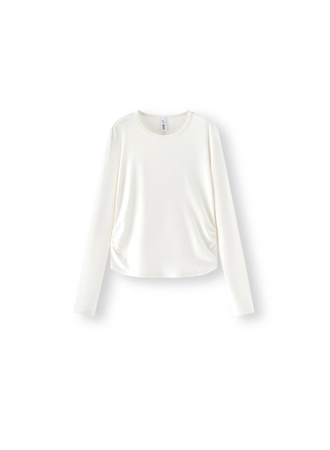 Semir Women's Long Sleeve T-shirt, Short Style, Slimming Fit, Heat-retaining Fleece, Solid Color Winter Wear, 109725101010 - Image 3