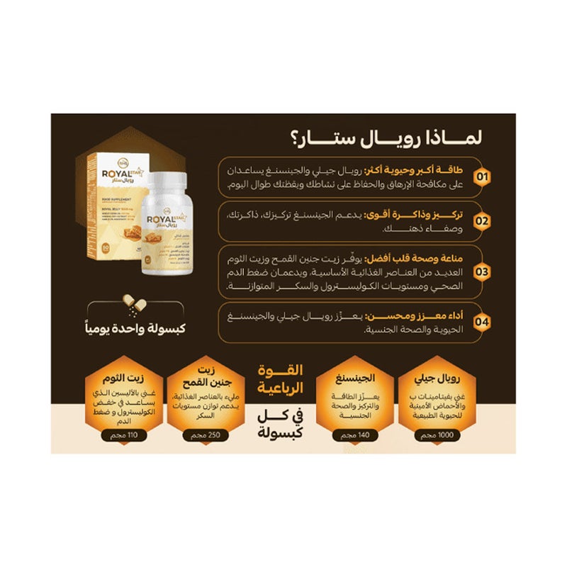 أن أتش أس غذاء ملكات النحل 1000 مجم 30 كبسولة من ان اتش اس رويال ستار - Image 2