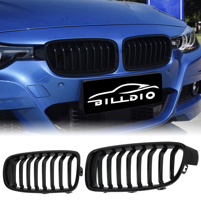 BILLDIO F30 Grille - Black Kidney Single slats Grill Compatible With BMW 3 Series F30 F31 2012-2018 320i 328i 328d 330e 330i 335i 340i 328i,ABS Gloss Black Kidney Grill - Image 1