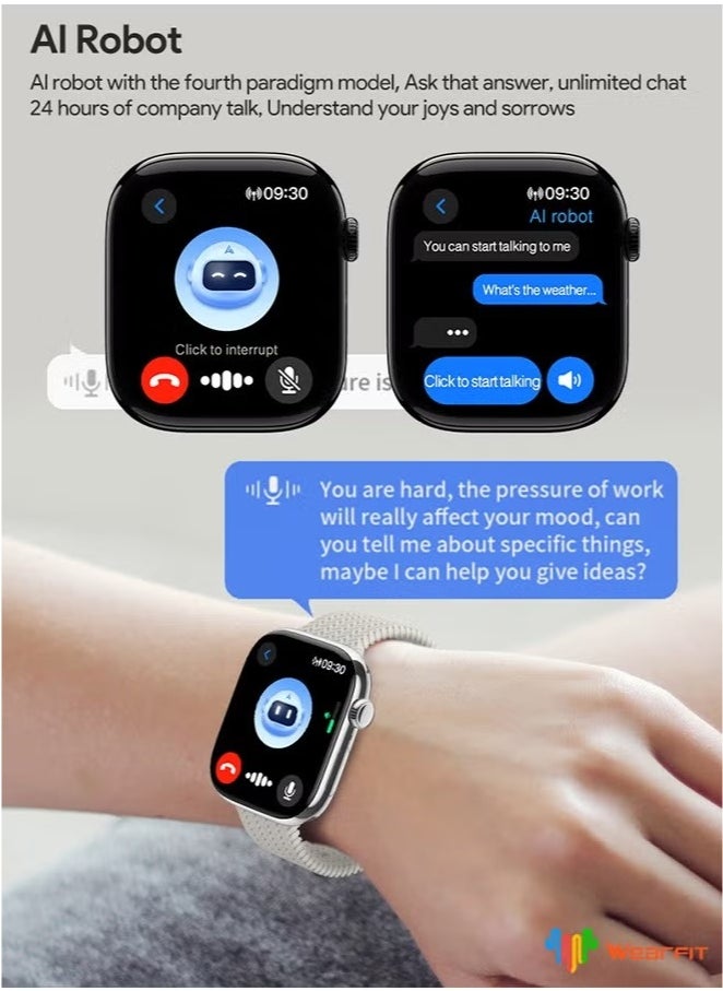 DAKS - AI Smartwatch with 2.02" AMOLED Display, AI Voice Assistant, Bluetooth Network Sharing, Real-Time Photo Preview, Customizable Dials, WeChat Voice Reply, Wearfit OS – Compatible with Android & iOS - Image 1