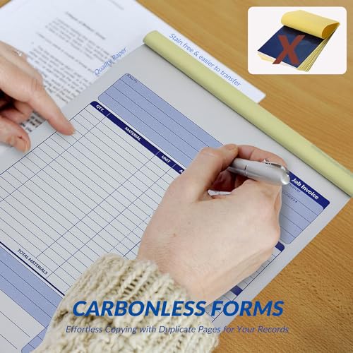 Harfesto Job Work Order Forms, Large Size Contractor Invoice Book 8-1/2" x 11-7/16", Invoice Receipt Book for Small Business, 2-Part Carbonless Forms, 50 Sets - Image 4