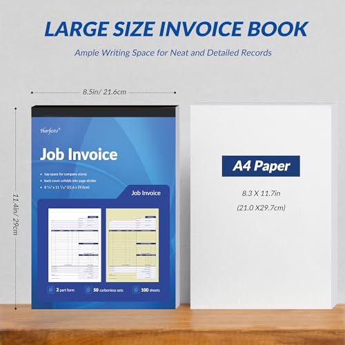 Harfesto Job Work Order Forms, Large Size Contractor Invoice Book 8-1/2" x 11-7/16", Invoice Receipt Book for Small Business, 2-Part Carbonless Forms, 50 Sets - Image 2