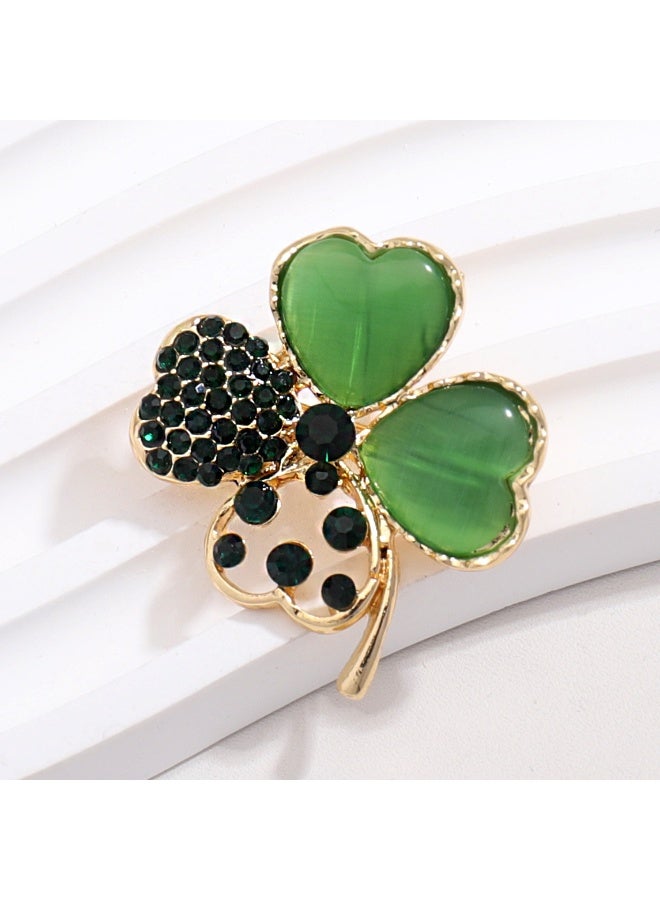 KUYING New Four Leaf Clover Glass Alloy Brooch 