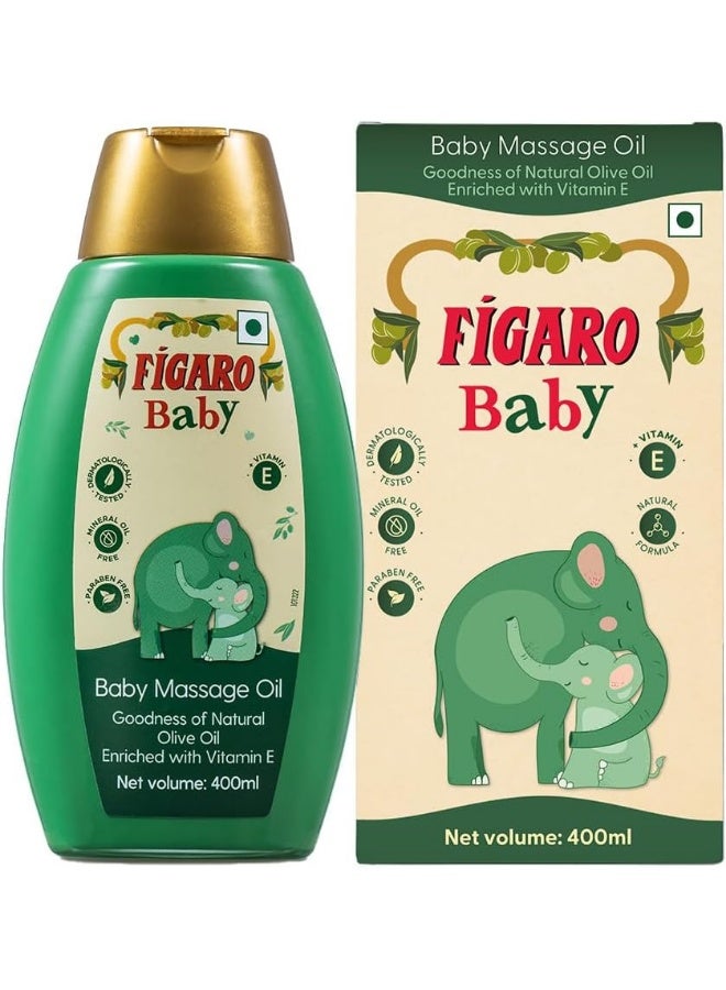 Figaro Baby Massage Oil with Goodness of Natural Olive oil enriched with vitamin E, Dermatologically tested, 400 ml