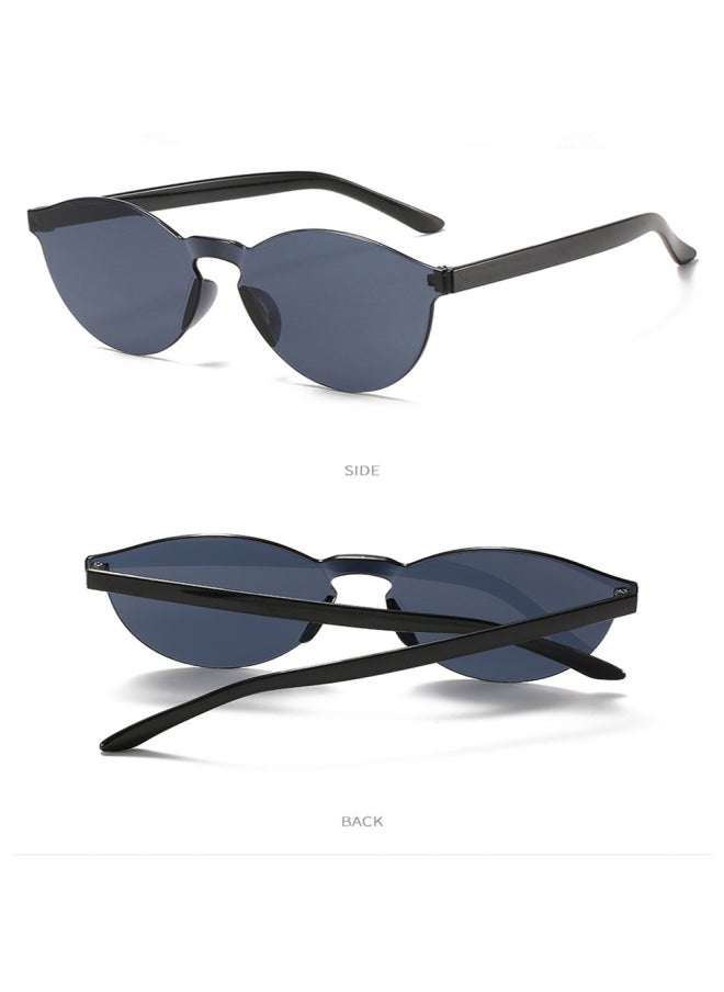Generic - KLASSNUM Rimless Frame Candy Cat Eye Sunglasses Women Luxury Eyewear Colorful Round Sun Glasses Women UV400 Gafas De Sol Mujer-Lenses Color:Red - Image 1