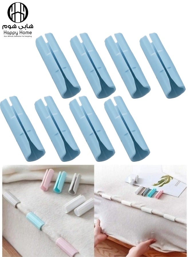 هابي هوم 16 قطع من مشابك ملاءات السرير ومثبتات المراتب ومثبتات الأريكة وأشرطة تثبيت مقاومة للانزلاق للحفاظ على ملاءات السرير محكمة (أزرق) - Image 2