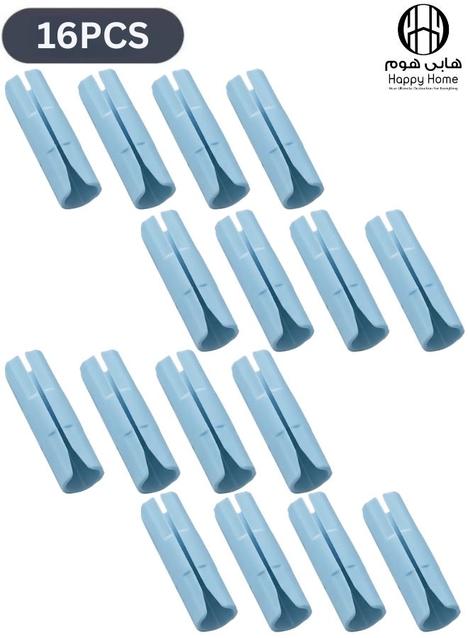 هابي هوم 16 قطع من مشابك ملاءات السرير ومثبتات المراتب ومثبتات الأريكة وأشرطة تثبيت مقاومة للانزلاق للحفاظ على ملاءات السرير محكمة (أزرق) - Image 1