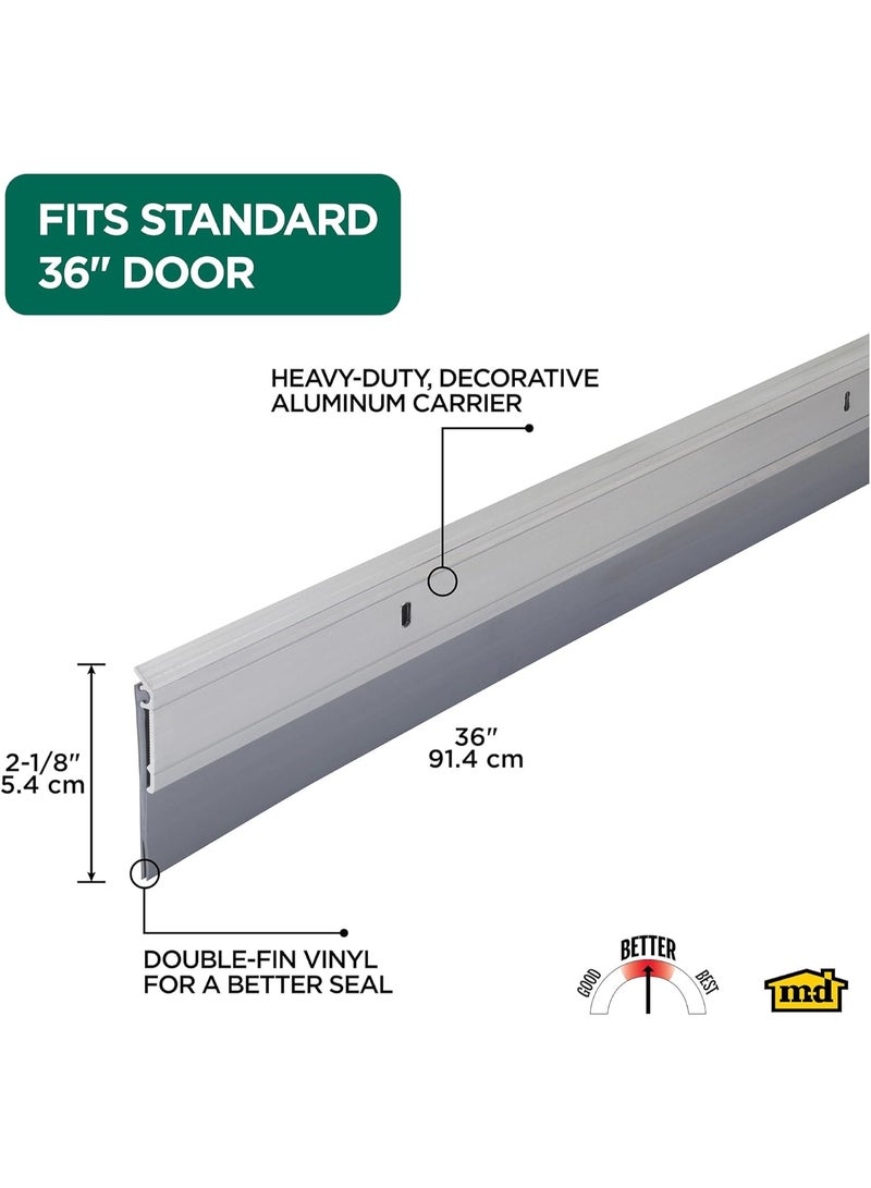 M-D Building Products 05389 All-Season Door Sweep, Heavy Duty Aluminum and Vinyl, Ideal for Residential & Commercial Use, Easy Installation, Ensure Comfort and Save Energy (36 Inch, Silver) - Image 1