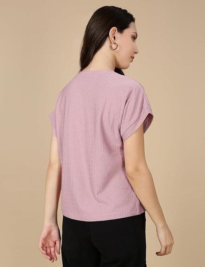 fyltr Women's Solid Regular Fit Textured T-Shirt | Cap Sleeves | Comfortable | Casual Tops for Women | Westernwear - Image 1
