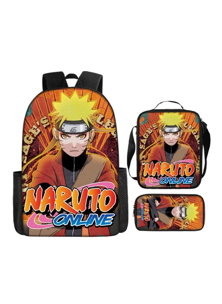 Naruto large-capacity backpack pencil case satchel three-piece suit men and women leisure sports travel backpack student school backpack - Image 1