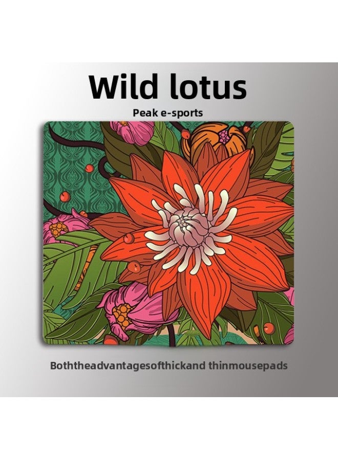 E-sports Game Mouse Pad Gsr Blazing Fps Super Fine-faced Rubber Game Csgo Smooth Desktop Moisture-proof-Color:285x320mm-6mm-Pattern:Wild Lotus - Image 1