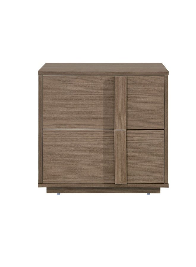 DANUBE HOME Allison 2 Drawers Nightstand - Natural Oak Bedside Table for Bedroom Storage, Engineered Wood with Melamine Finish, Ideal for Organizing Essentials - L50xW39.5xH48.5cm - Image 3