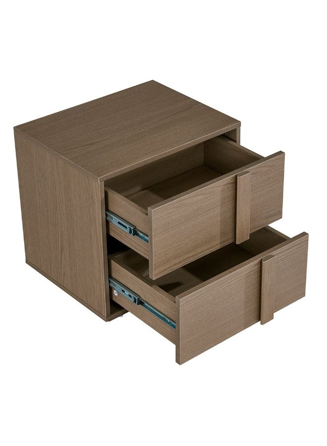 DANUBE HOME Allison 2 Drawers Nightstand - Natural Oak Bedside Table for Bedroom Storage, Engineered Wood with Melamine Finish, Ideal for Organizing Essentials - L50xW39.5xH48.5cm - Image 2