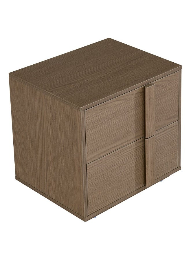 DANUBE HOME Allison 2 Drawers Nightstand - Natural Oak Bedside Table for Bedroom Storage, Engineered Wood with Melamine Finish, Ideal for Organizing Essentials - L50xW39.5xH48.5cm - Image 4
