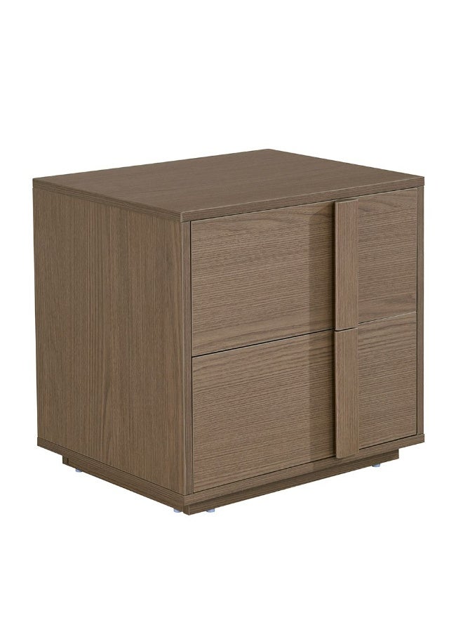 DANUBE HOME Allison 2 Drawers Nightstand - Natural Oak Bedside Table for Bedroom Storage, Engineered Wood with Melamine Finish, Ideal for Organizing Essentials - L50xW39.5xH48.5cm - Image 1