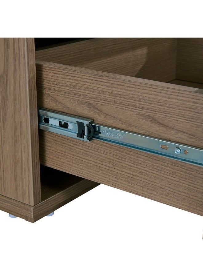 DANUBE HOME Allison 2 Drawers Nightstand - Natural Oak Bedside Table for Bedroom Storage, Engineered Wood with Melamine Finish, Ideal for Organizing Essentials - L50xW39.5xH48.5cm - Image 5