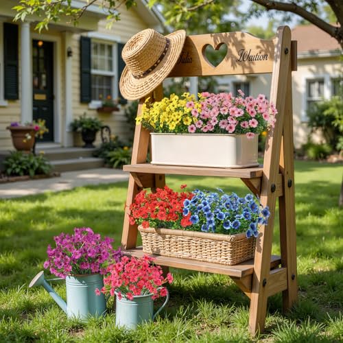 Alupssuc 32 Bundles Artificial Flowers for Outdoors Decoration, UV Resistant Silk Faux Floral Spring Fake Plastic Plants Greenery for Outside Indoor Home Garden Porch Window Box Decor, Mix 6 Colors - Image 5