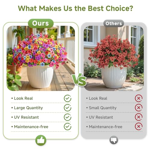 Alupssuc 32 Bundles Artificial Flowers for Outdoors Decoration, UV Resistant Silk Faux Floral Spring Fake Plastic Plants Greenery for Outside Indoor Home Garden Porch Window Box Decor, Mix 6 Colors - Image 4