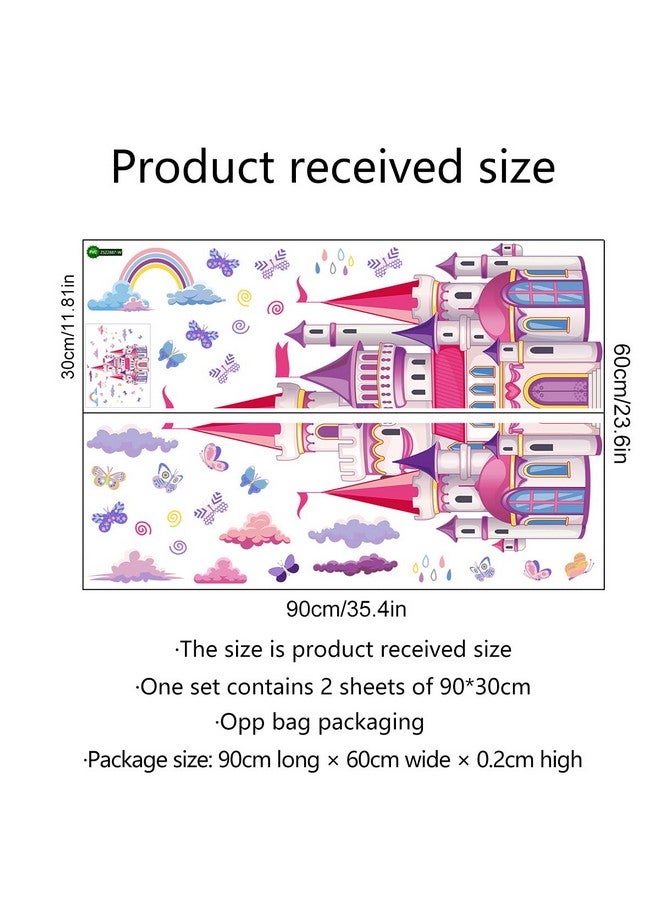 Decalsweet Cartoon Castle Wall Decals Rainbow Cloud Butterfly Wall Stickers for Girls Bedroom Kids Room Decor - Image 5