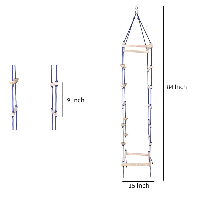 BOFFLE Hanging Square Ladder for Kids | Rope Ladder for Kids for Physical Activity | Tunnel Ladder Kids for Outdoor | Durable Hanging 4-Side Ladder Kids Made of Natural Wood - Image 5