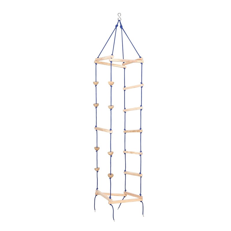 BOFFLE Hanging Square Ladder for Kids | Rope Ladder for Kids for Physical Activity | Tunnel Ladder Kids for Outdoor | Durable Hanging 4-Side Ladder Kids Made of Natural Wood - Image 1