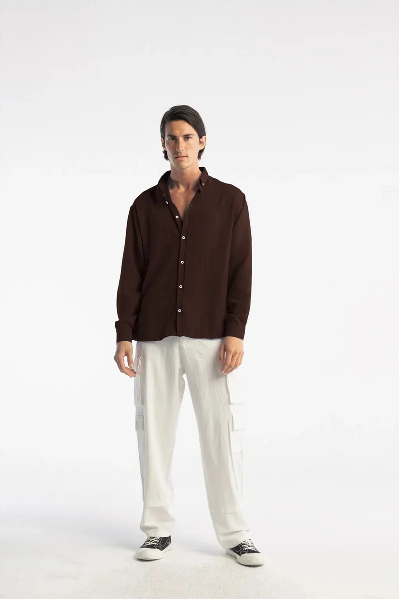 جيستو GIESTO Oversized Button-Up Long Sleeve Shirt