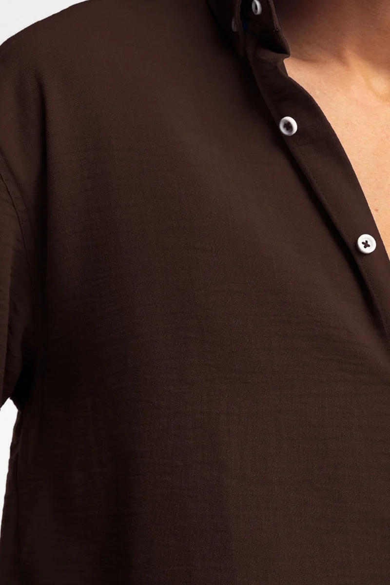 Giesto Mocha Brown GIESTO Oversized Button-Up Long Sleeve Shirt for Men | Best Price UAE