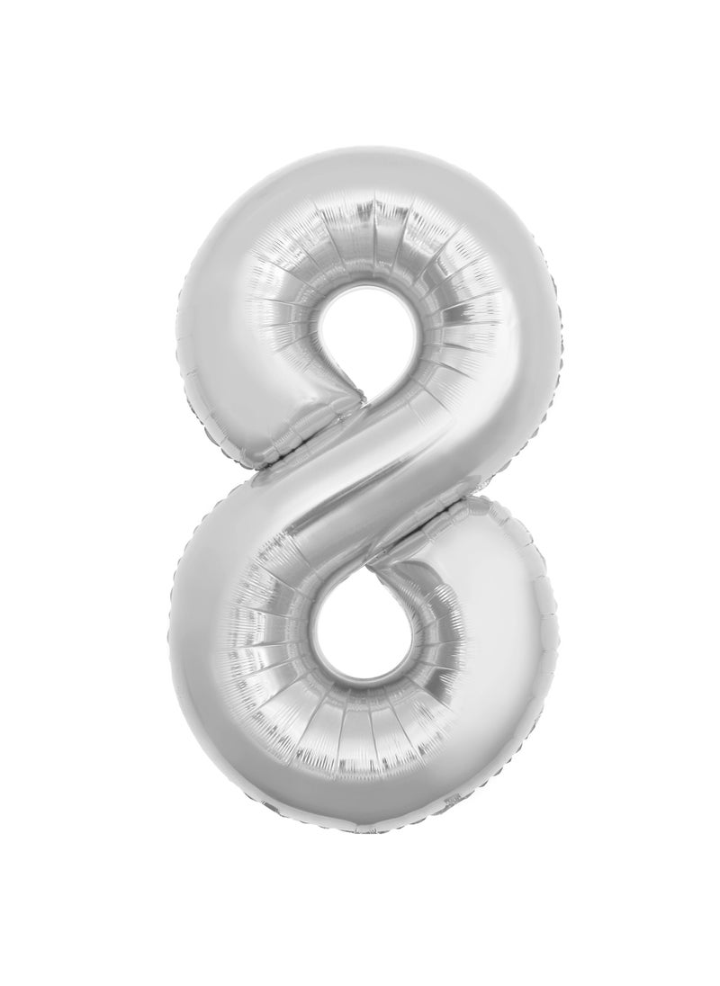 Party Zone Silver Foil Balloon Number 8 54" 