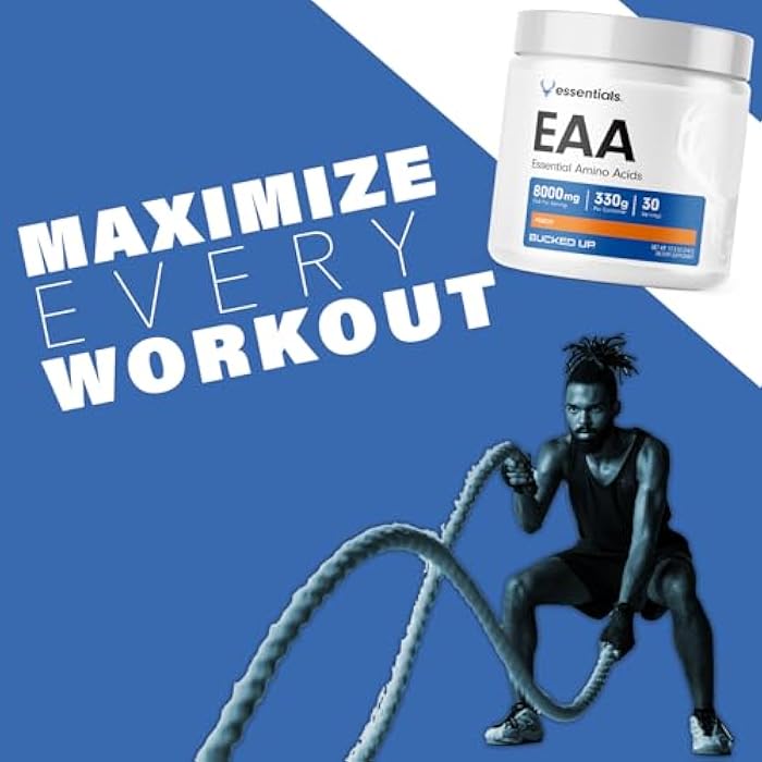 Bucked Up Essential Amino Acids - EAA Powder - Easy Mix, Non Clumping Formula - for Pre/Intra Workout - Peach Flavor - 30 Servings - 11.6 oz - Image 4