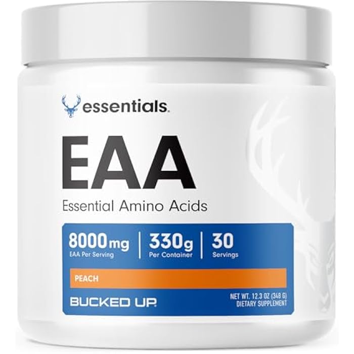 Bucked Up Essential Amino Acids - EAA Powder - Easy Mix, Non Clumping Formula - for Pre/Intra Workout - Peach Flavor - 30 Servings - 11.6 oz - Image 1