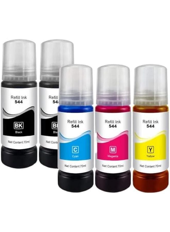 5pcs 70ml Dye Ink Bottle Refill Kit T544 Compatible for Epson L3150 L3110 L3100 L3210 L3250 L1110 5190 Series Printers - Image 1