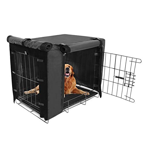 Femuar Dog Crate Cover Heavy Duty Polyester Kennel Covers for Dog Cages Double Door Crate Cover with Zipper for 30 inch Crate Cover 30 L x 19 W x 21 HBlack - Image 1