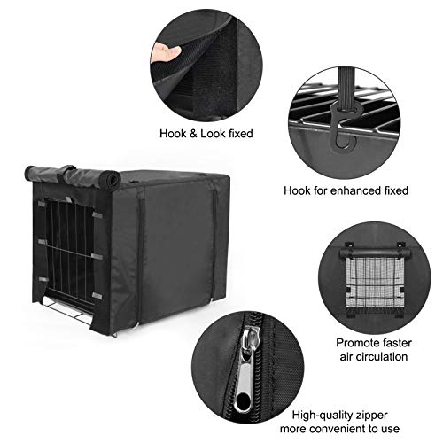 Femuar Dog Crate Cover Heavy Duty Polyester Kennel Covers for Dog Cages Double Door Crate Cover with Zipper for 30 inch Crate Cover 30 L x 19 W x 21 HBlack - Image 3