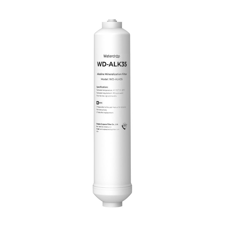 Waterdrop ð€ð¥ð¤ðšð¥ð¢ð§ðž Water Filter WD-ALK35, Alkaline Filter for Reverse Osmosis System, pH Balance and Restore Minerals for RO Alkaline Filter, Under Sink Water Filter, 1/4" Quick Connect - Image 1