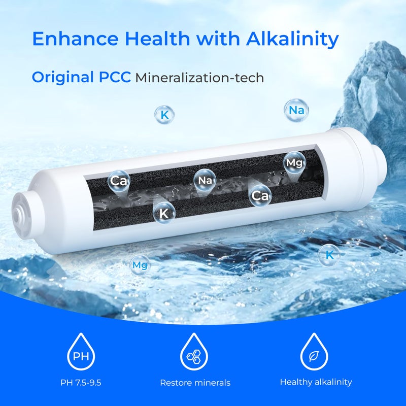 Waterdrop ð€ð¥ð¤ðšð¥ð¢ð§ðž Water Filter WD-ALK35, Alkaline Filter for Reverse Osmosis System, pH Balance and Restore Minerals for RO Alkaline Filter, Under Sink Water Filter, 1/4" Quick Connect - Image 5